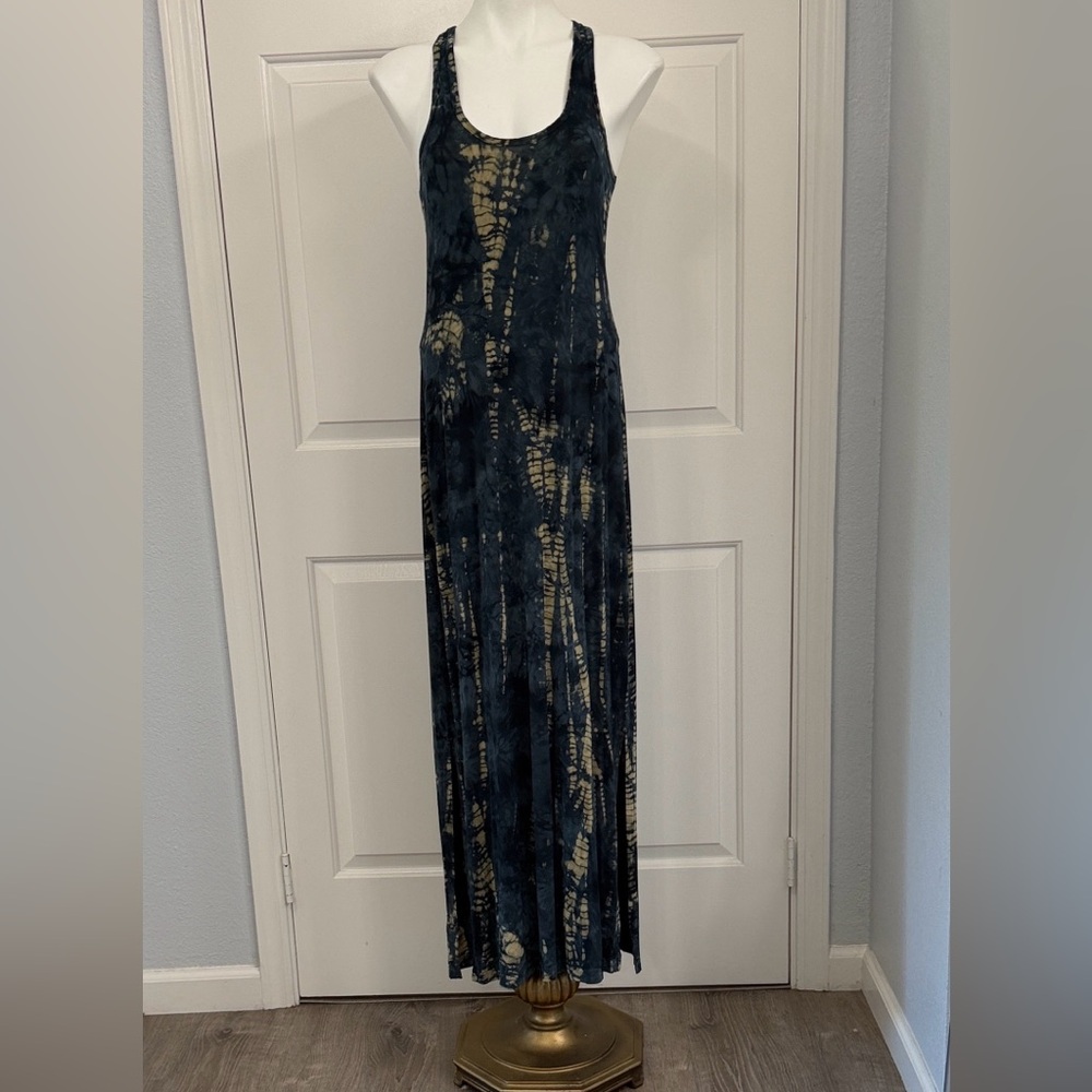 Hard Tail Navy and Beige Tie-Dye Maxi Dress Size S